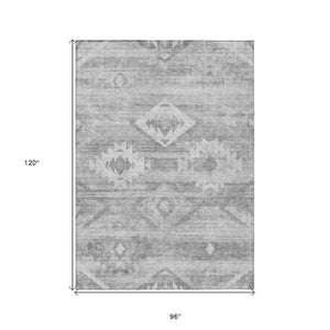 Homeroots 3' Aqua Turquoise Southwestern Area Rug - Stylish Washable Design For Indoor & Outdoor Use 8' X 10' Polyester 588729