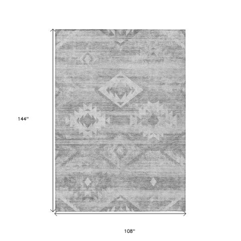 Homeroots 3' Aqua Turquoise Southwestern Area Rug - Stylish Washable Design For Indoor & Outdoor Use 9' X 12' Polyester 588730