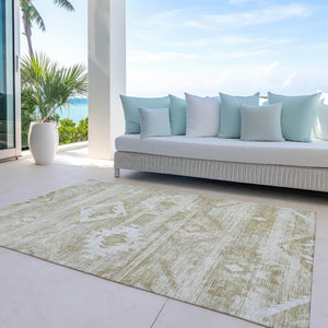 Homeroots 3' Aqua Turquoise Southwestern Area Rug - Stylish Washable Design For Indoor & Outdoor Use 3' X 5' Polyester 588738