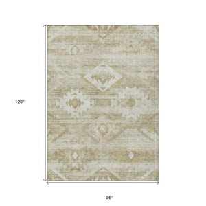 Homeroots 3' Aqua Turquoise Southwestern Area Rug - Stylish Washable Design For Indoor & Outdoor Use 8' X 10' Polyester 588741