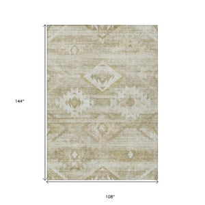 Homeroots 3' Aqua Turquoise Southwestern Area Rug - Stylish Washable Design For Indoor & Outdoor Use 9' X 12' Polyester 588742