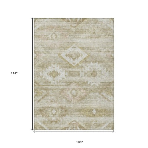 Homeroots 3' Aqua Turquoise Southwestern Area Rug - Stylish Washable Design For Indoor & Outdoor Use 9' X 12' Polyester 588742