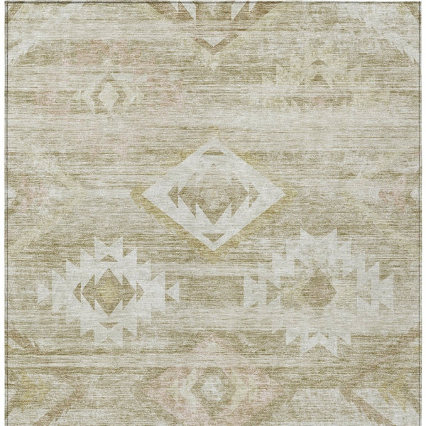 Homeroots 3' Aqua Turquoise Southwestern Area Rug - Stylish Washable Design For Indoor & Outdoor Use 10' X 14' Polyester 588743