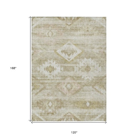 Homeroots 3' Aqua Turquoise Southwestern Area Rug - Stylish Washable Design For Indoor & Outdoor Use 10' X 14' Polyester 588743