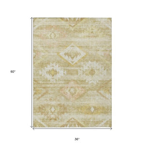 Homeroots 3' Aqua Turquoise Southwestern Area Rug - Stylish Washable Design For Indoor & Outdoor Use 3' X 5' Polyester 588744