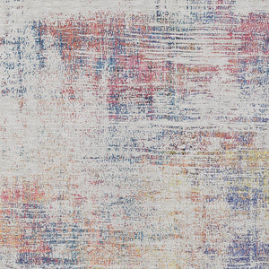 Homeroots 3' Stylish Ivory Orange Blush Abstract Washable Area Rug For Indoor And Outdoor Spaces, Durable Design 3' X 5' Polyester 588750