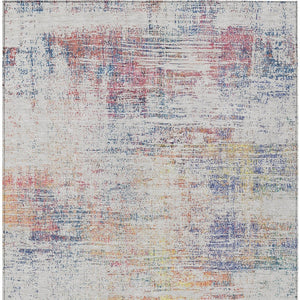 Homeroots 3' Stylish Ivory Orange Blush Abstract Washable Area Rug For Indoor And Outdoor Spaces, Durable Design 3' X 5' Polyester 588750