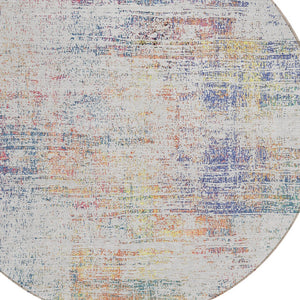 Homeroots 3' Stylish Ivory Orange Blush Abstract Washable Area Rug For Indoor And Outdoor Spaces, Durable Design 8' Round Polyester 588752