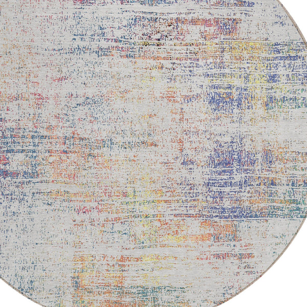 Homeroots 3' Stylish Ivory Orange Blush Abstract Washable Area Rug For Indoor And Outdoor Spaces, Durable Design 8' Round Polyester 588752