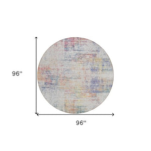 Homeroots 3' Stylish Ivory Orange Blush Abstract Washable Area Rug For Indoor And Outdoor Spaces, Durable Design 8' Round Polyester 588752