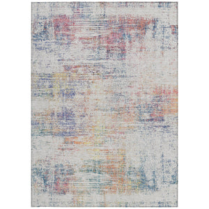 Homeroots 3' Stylish Ivory Orange Blush Abstract Washable Area Rug For Indoor And Outdoor Spaces, Durable Design 9' X 12' Polyester 588754
