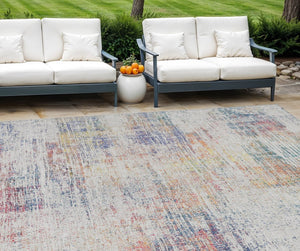 HomeRoots 5' Abstract Washable Area Rug in Ivory, Orange & Blush – Durable Indoor/Outdoor Style for Any Space 10' X 14' 588755