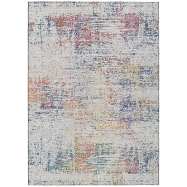 Homeroots 3' Stylish Ivory Orange Blush Abstract Washable Area Rug For Indoor And Outdoor Spaces, Durable Design 10' X 14' Polyester 588755