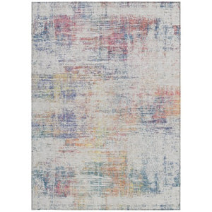 Homeroots 3' Stylish Ivory Orange Blush Abstract Washable Area Rug For Indoor And Outdoor Spaces, Durable Design 10' X 14' Polyester 588755
