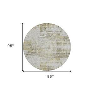 Homeroots 3' Stylish Ivory Orange Blush Abstract Washable Area Rug For Indoor And Outdoor Spaces, Durable Design 8' Round Polyester 588758