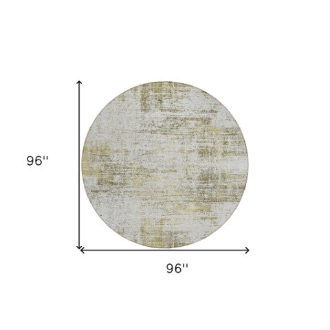 Homeroots 3' Stylish Ivory Orange Blush Abstract Washable Area Rug For Indoor And Outdoor Spaces, Durable Design 8' Round Polyester 588758