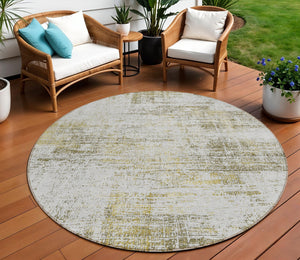 Homeroots 3' Stylish Ivory Orange Blush Abstract Washable Area Rug For Indoor And Outdoor Spaces, Durable Design 8' Round Polyester 588758