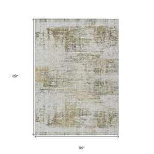 Homeroots 3' Stylish Ivory Orange Blush Abstract Washable Area Rug For Indoor And Outdoor Spaces, Durable Design 8' X 10' Polyester 588759