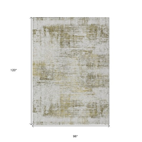 Homeroots 3' Stylish Ivory Orange Blush Abstract Washable Area Rug For Indoor And Outdoor Spaces, Durable Design 8' X 10' Polyester 588759