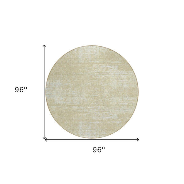 Homeroots 3' Beige Tan And Taupe Abstract Washable Area Rug – Versatile Indoor/Outdoor Decor For Any Space 8' Round Polyester 588764