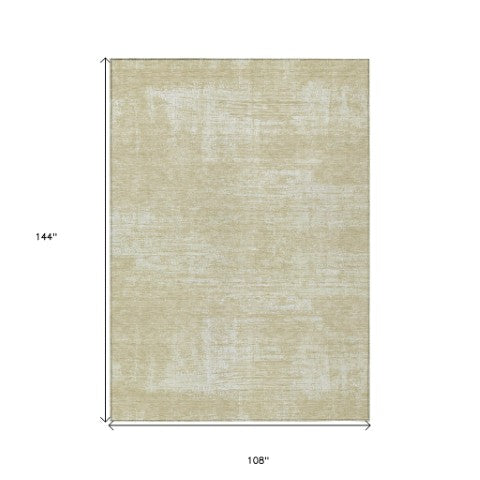 Homeroots 3' Beige Tan And Taupe Abstract Washable Area Rug – Versatile Indoor/Outdoor Decor For Any Space 9' X 12' Polyester 588766