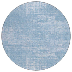 HomeRoots 5' Navy Blue and Sky Blue Abstract Washable Area Rug for Indoor and Outdoor Durability and Style 8' Round 588770