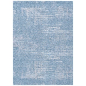 HomeRoots 5' Navy Blue and Sky Blue Abstract Washable Area Rug for Indoor and Outdoor Durability and Style 8' X 10' 588771