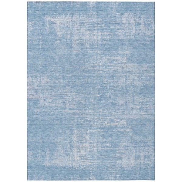 HomeRoots 5' Navy Blue and Sky Blue Abstract Washable Area Rug for Indoor and Outdoor Durability and Style 10' X 14' 588773