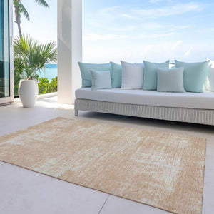 Homeroots 3' Beige Tan And Taupe Abstract Washable Area Rug – Versatile Indoor/Outdoor Decor For Any Space 3' X 5' Polyester 588774