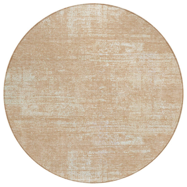 HomeRoots 5' Coral and Salmon Abstract Area Rug - Stylish, Washable, Durable Design for Indoor and Outdoor Use 8' Round 588776