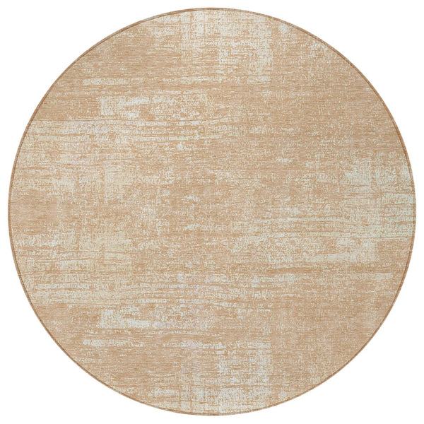 Homeroots 3' Beige Tan And Taupe Abstract Washable Area Rug – Versatile Indoor/Outdoor Decor For Any Space 8' Round Polyester 588776