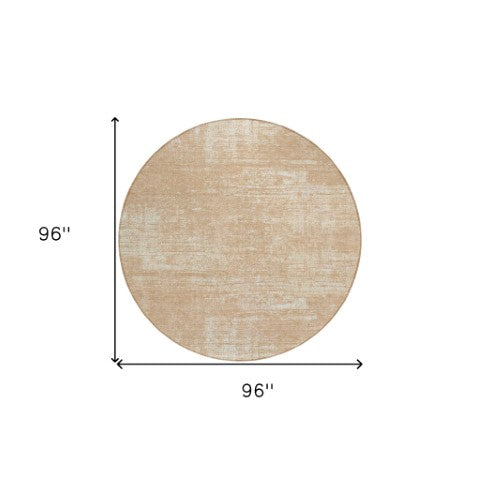 Homeroots 3' Beige Tan And Taupe Abstract Washable Area Rug – Versatile Indoor/Outdoor Decor For Any Space 8' Round Polyester 588776