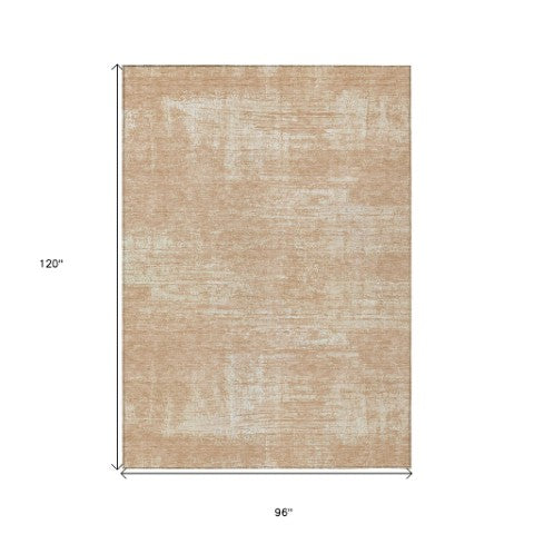 Homeroots 3' Beige Tan And Taupe Abstract Washable Area Rug – Versatile Indoor/Outdoor Decor For Any Space 8' X 10' Polyester 588777