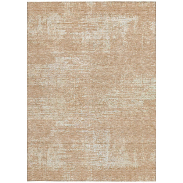 Homeroots 3' Beige Tan And Taupe Abstract Washable Area Rug – Versatile Indoor/Outdoor Decor For Any Space 8' X 10' Polyester 588777