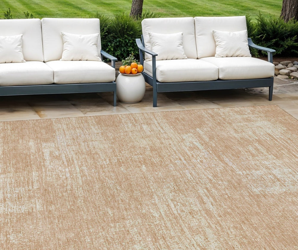 HomeRoots 9' Coral and Salmon Abstract Area Rug - Stylish, Washable Design for Indoor and Outdoor Spaces 9' X 12' 588778