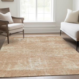 Homeroots 3' Beige Tan And Taupe Abstract Washable Area Rug – Versatile Indoor/Outdoor Decor For Any Space 9' X 12' Polyester 588778