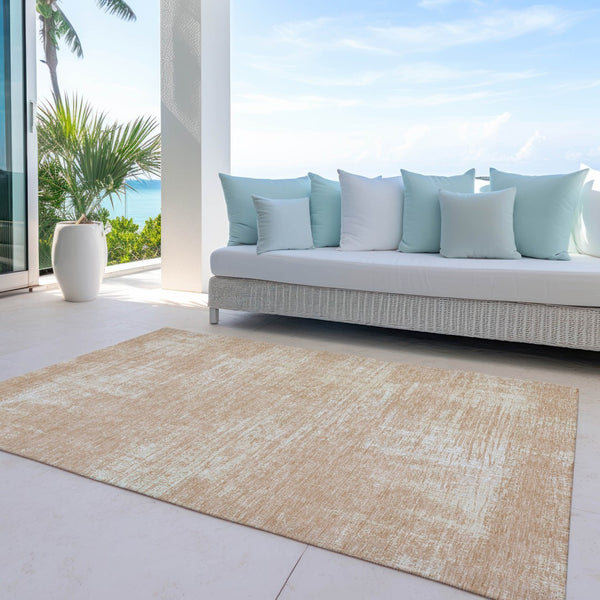 Homeroots 3' Beige Tan And Taupe Abstract Washable Area Rug – Versatile Indoor/Outdoor Decor For Any Space 10' X 14' Polyester 588779