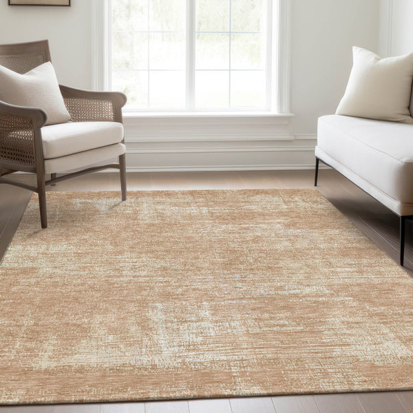 Homeroots 3' Beige Tan And Taupe Abstract Washable Area Rug – Versatile Indoor/Outdoor Decor For Any Space 10' X 14' Polyester 588779
