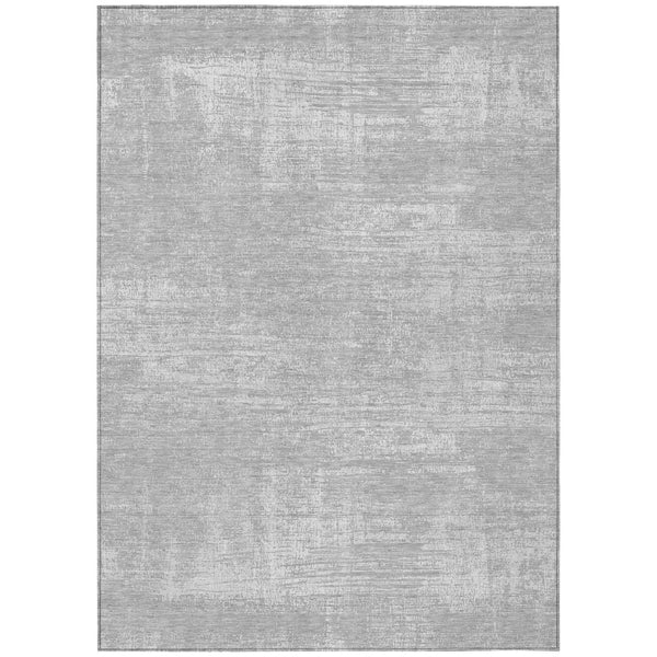 HomeRoots 5' Silver and Gray Abstract Area Rug - Durable, Washable Design for Indoor and Outdoor Use, Stylish & Practical 5' X 8' 588793
