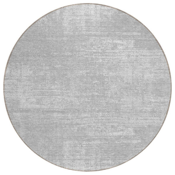 HomeRoots 5' Silver and Gray Abstract Area Rug - Durable, Washable Design for Indoor and Outdoor Use, Stylish & Practical 8' Round 588794