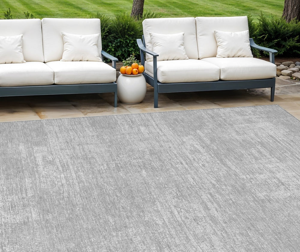 HomeRoots 5' Silver and Gray Abstract Area Rug - Durable, Washable Design for Indoor and Outdoor Use, Stylish & Practical 10' X 14' 588797