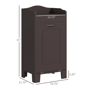 English Elm HOMCOM 31" Tilt-Out Laundry Hamper with Pull-Out Basket, MDF Bathroom Storage Cabinet, Coffee W2225P216992