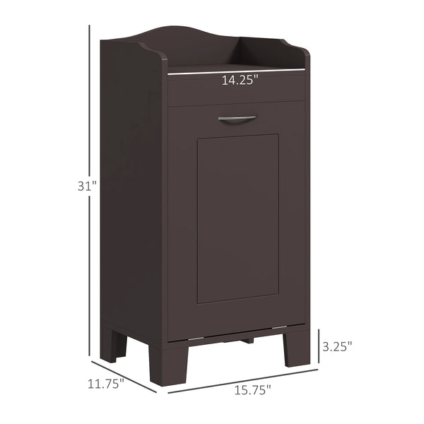 English Elm HOMCOM 31" Tilt-Out Laundry Hamper with Pull-Out Basket, MDF Bathroom Storage Cabinet, Coffee W2225P216992