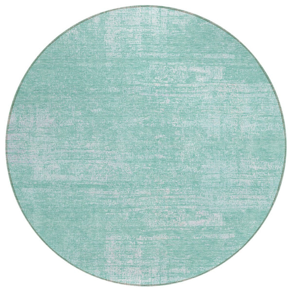 HomeRoots 5' Turquoise and Teal Abstract Area Rug - Stylish, Washable, Durable for Indoor & Outdoor Spaces 8' Round 588800