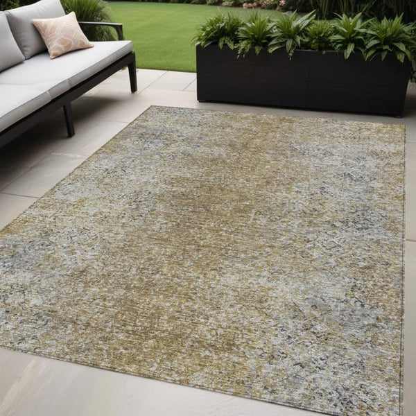 Homeroots 3' Brown Beige And Charcoal Oriental Washable Area Rug For Indoor Or Outdoor Use, Durable Design 5' X 8' Polyester 588811