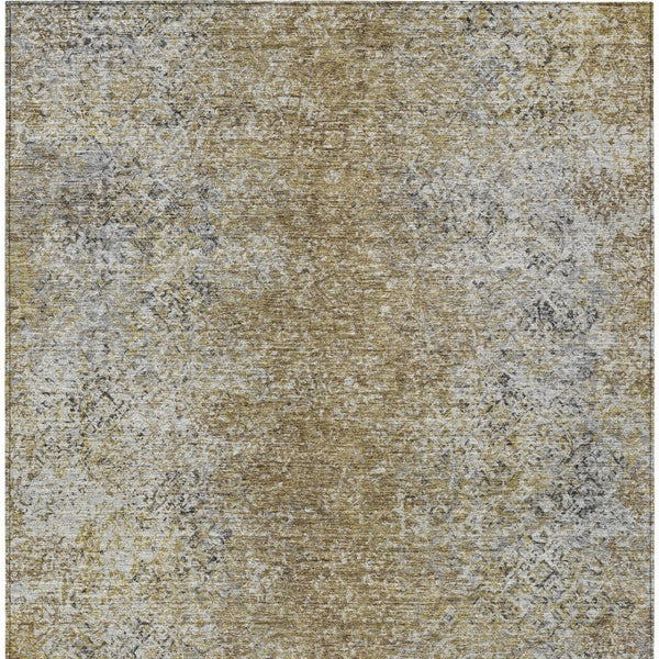 Homeroots 3' Brown Beige And Charcoal Oriental Washable Area Rug For Indoor Or Outdoor Use, Durable Design 8' X 10' Polyester 588813