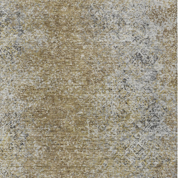 Homeroots 3' Brown Beige And Charcoal Oriental Washable Area Rug For Indoor Or Outdoor Use, Durable Design 9' X 12' Polyester 588814