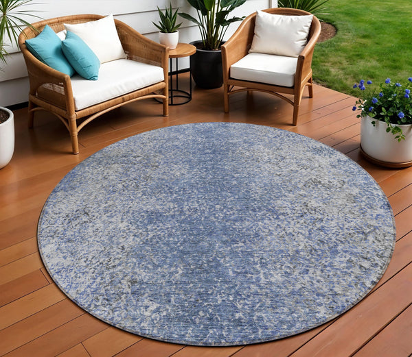 Homeroots 3' Brown Beige And Charcoal Oriental Washable Area Rug For Indoor Or Outdoor Use, Durable Design 8' Round Polyester 588818