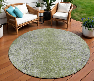 Homeroots 3' Brown Beige And Charcoal Oriental Washable Area Rug For Indoor Or Outdoor Use, Durable Design 8' Round Polyester 588824