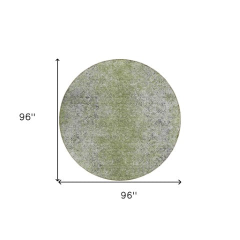 Homeroots 3' Brown Beige And Charcoal Oriental Washable Area Rug For Indoor Or Outdoor Use, Durable Design 8' Round Polyester 588824